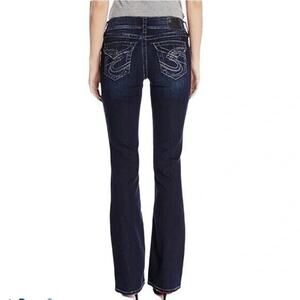 Silver Suki Surplus Jeans Flap Pocket Bootcut Women Sz 30 Mid Rise Embroidered